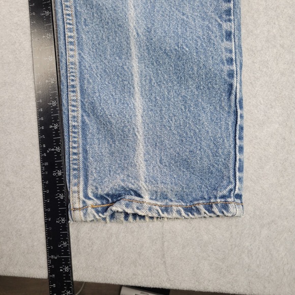 Levis 505 Vintage Orange Tab Jeans Mens 34x32 Light Wash Straight Leg Denim Blue - Picture 6 of 12